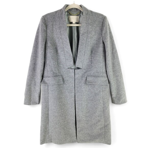 J. Crew Collection Womens Long Wool Cashmere Coat sz 4 Gray Open Front J6145 - Picture 5 of 14